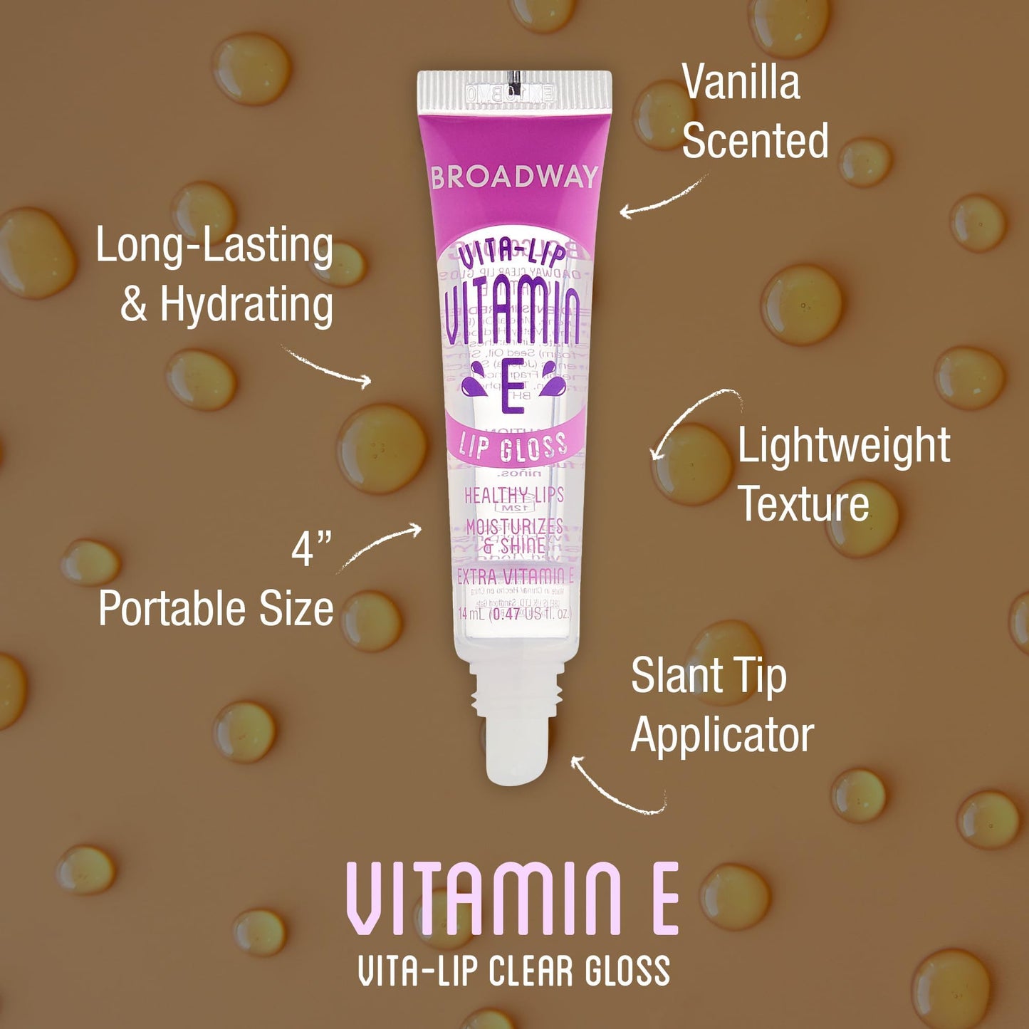 Ruby Kisses Broadway Vita-Lip Clear Lip Gloss (Vitamin E 6 Pack), Ultra-Hydrating & Soothing Formula with Multi-Vitamin Oils, High-Shine Non-Sticky