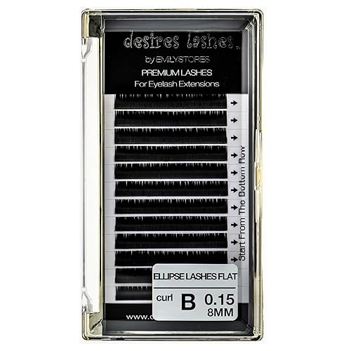 Ellipse Lash 0.15mm Thickness B Curl 8mm Length Flat-Shaped Volume Individual Flat Eye Lashes for Eyelash ExtensionsFake(Ellipse,Flat 0.15,B,8mm)