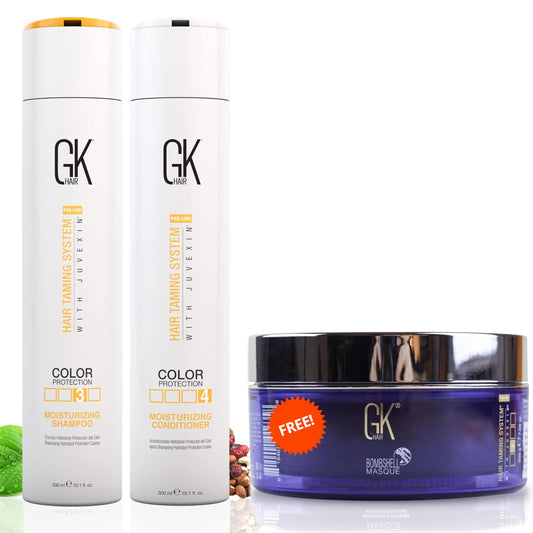 GK HAIR Moisturizing Shampoo and Conditioner Duo (300ml) with Lavender Bombshell Mask (200g) - Revitalizes Dull, Frizzy, Damaged Hair for Smooth Beauty & Personal Care GK HAIR