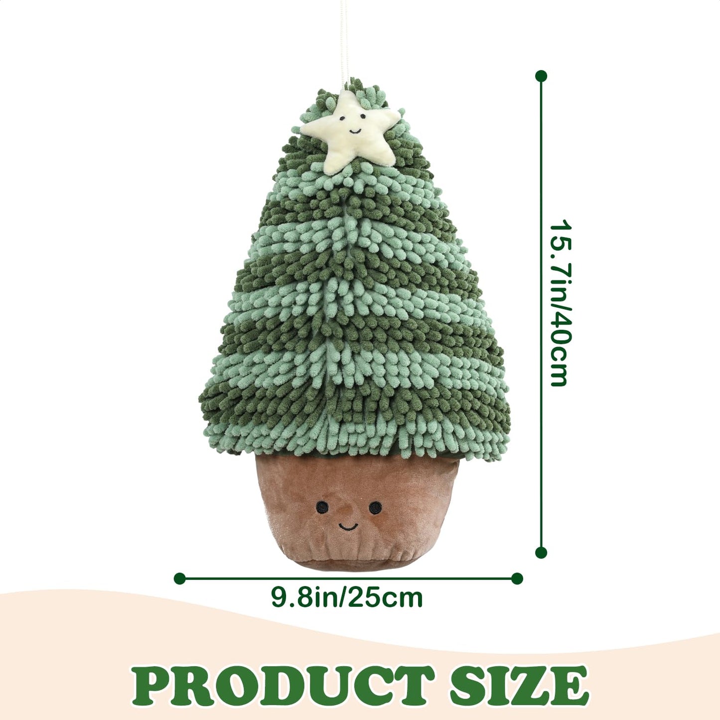 Tyrafry Christmas Chenille Bath Hand Towel, Adorable Christmas Tree Shape, Ultra-Soft Absorbent Decorative Hand Towel, Hanging or Display Use…