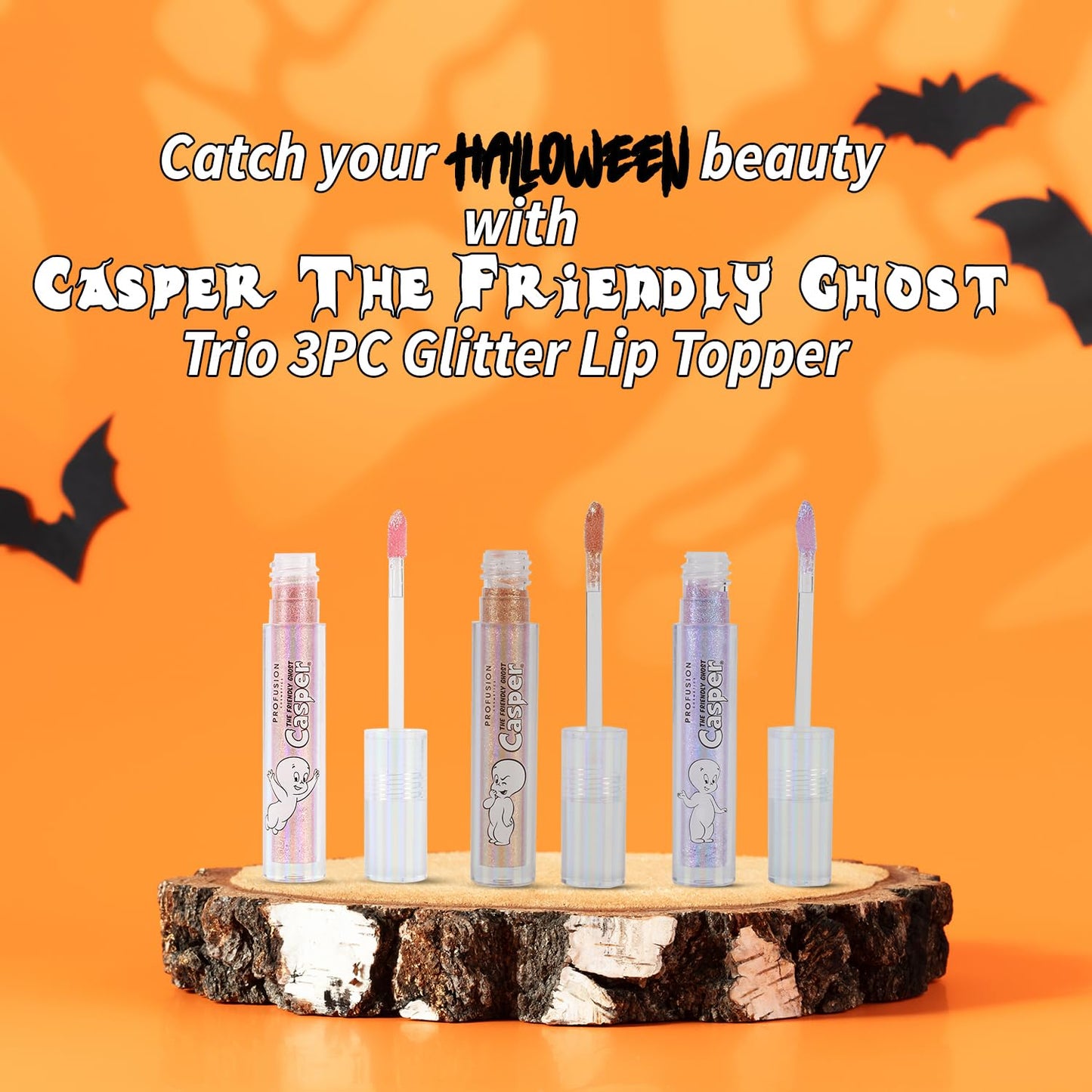 Profusion Cosmetics Casper The Friendly Ghost Trio 3PC Glitter Lip Topper for Achieving Smooth and Glamorous Shimmering Lips With Playful Shiny