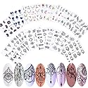 13 Sheets Black Nail Stickers Boho Retro Nail Decals Black Nail Tattoos Water Transfer Nail Decals Nails Supply Necklace Jewelry Feather Nail Design