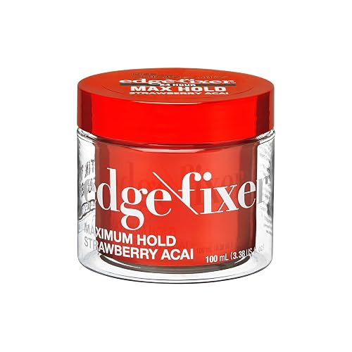 KISS COLORS & CARE Maximum Hold Edge Fixer, Non-Greasy Gel Formula Infused With Biotin B7, 24 Hour Hold, ‘Strawberry Acai’ Scented, 3.38 Fl. Oz. (100