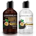 Maximilian Passion Fruit Black Seed Oil Curly Hair Shampoo and Conditioner Set- Extra Volumizing, Strengthing, Moisturizing, Hydration and Shine