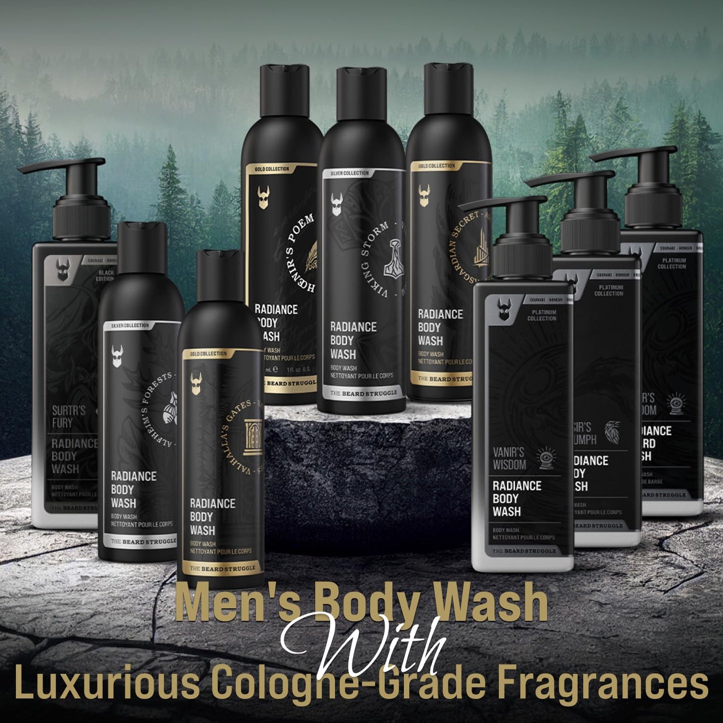 The Beard Struggle Men's Body Wash Alfheim's Forests - Silver Collection - Skin Cleaning Agent - Natural Body Wash - Shower Gel Liquid Soap - 240 mL Beauty & Personal Care The Beard Struggle