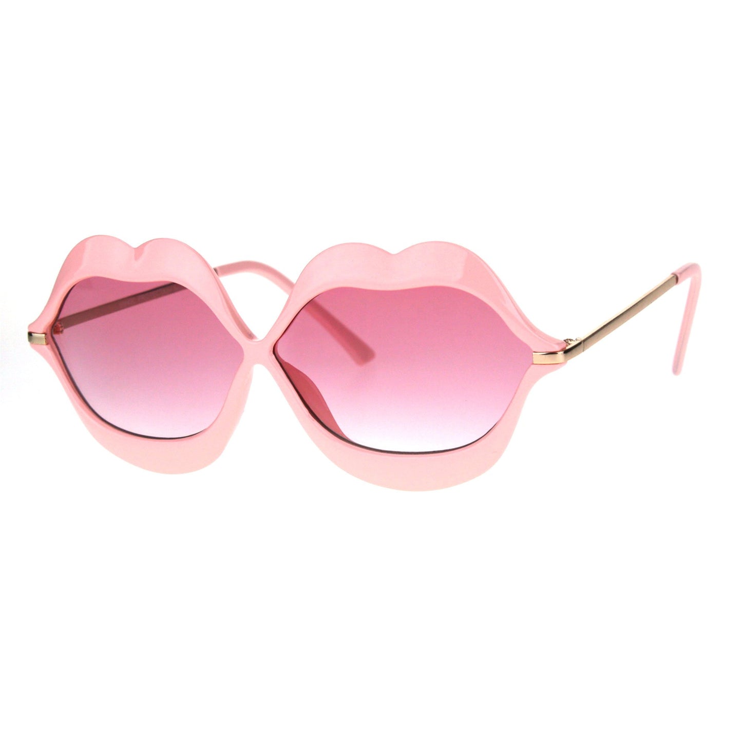 Womens Funky Retro Kissing Lip Frame Party Shade Sunglasses Pink