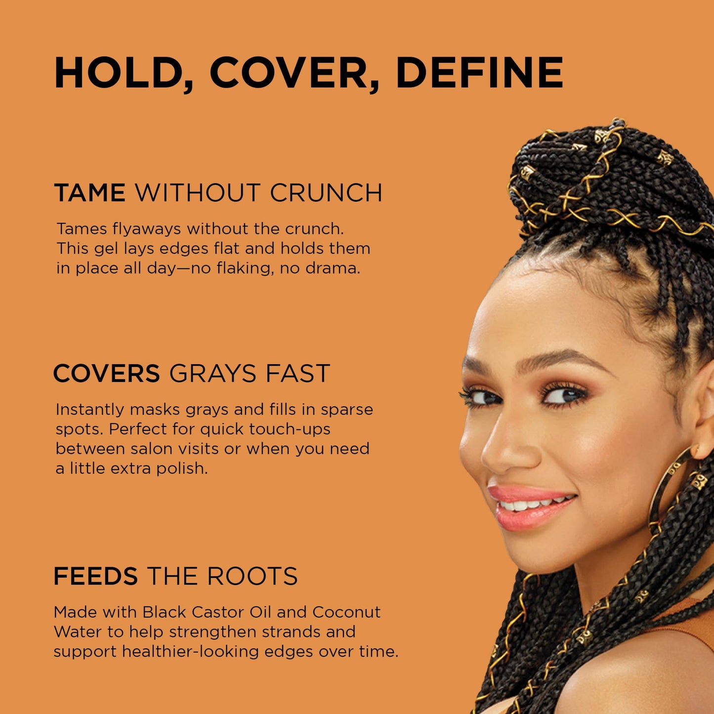 African Pride Black Castor Miracle Hold & Cover Edges Hair Gel with Black Castor Oil & Coconut Water Edge Control for Braids, Locs, Slick Styles