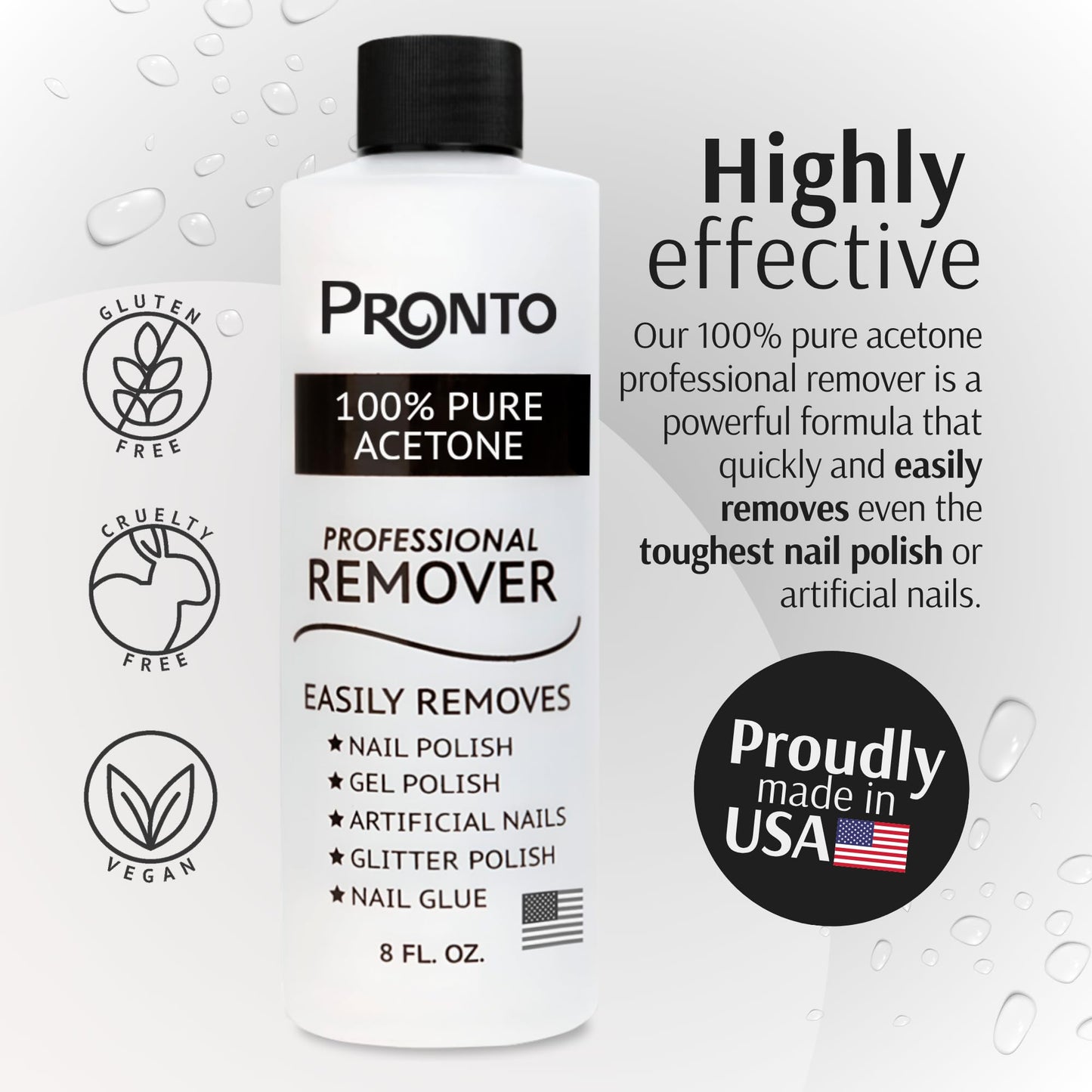 Pronto 100% Acetone Gel Nail Polish Remover for Nails | Removal of Glue, Acrylic & Dip | 4 Fl Oz Beauty and Personal Care Pronto