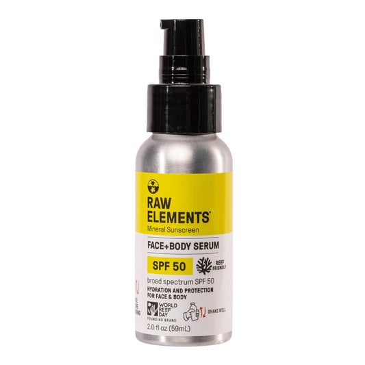 Raw Elements Face + Body Serum SPF 50 All-Natural Mineral Sunscreen - Reef Safe, Water Resistant, Broad Spectrum UVA/UVB Protection, Safe For All Beauty & Personal Care Raw Elements