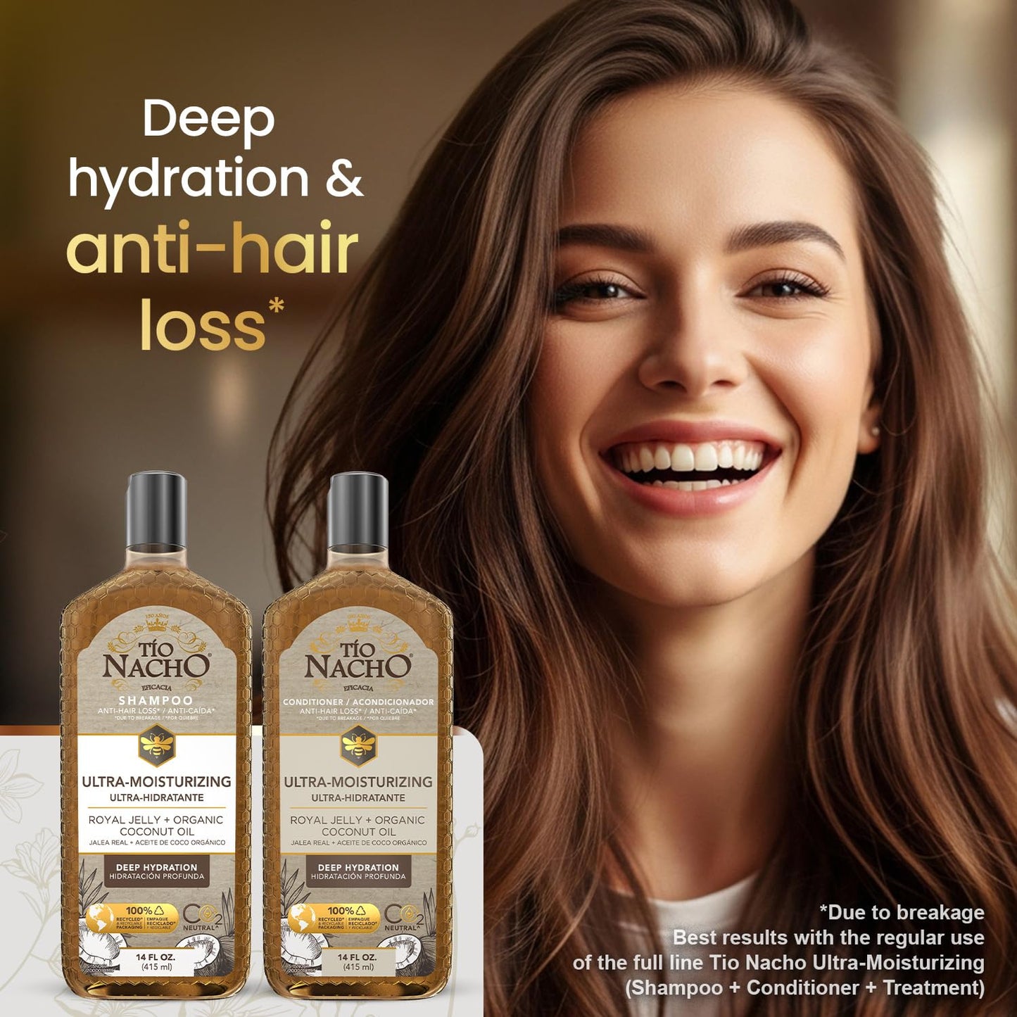 Tio Nacho Ultra-Moisturizing Frizz Control Shampoo and Conditioner Set with Organic Coconut Oil and Royal Jelly for Deep Hydration, Anti-hair loss
