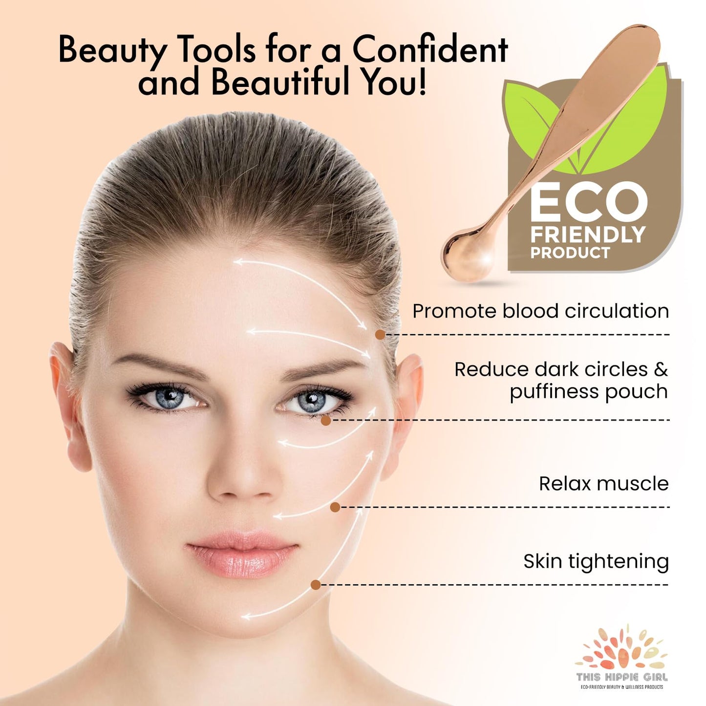 Rose Gold Eye Cream Applicator Tool for Puffy Eyes, Dark Circles, Eye Bags, Fine Lines | Under Eye Cream Massager Stick | Cooling Metal Eye Wand |