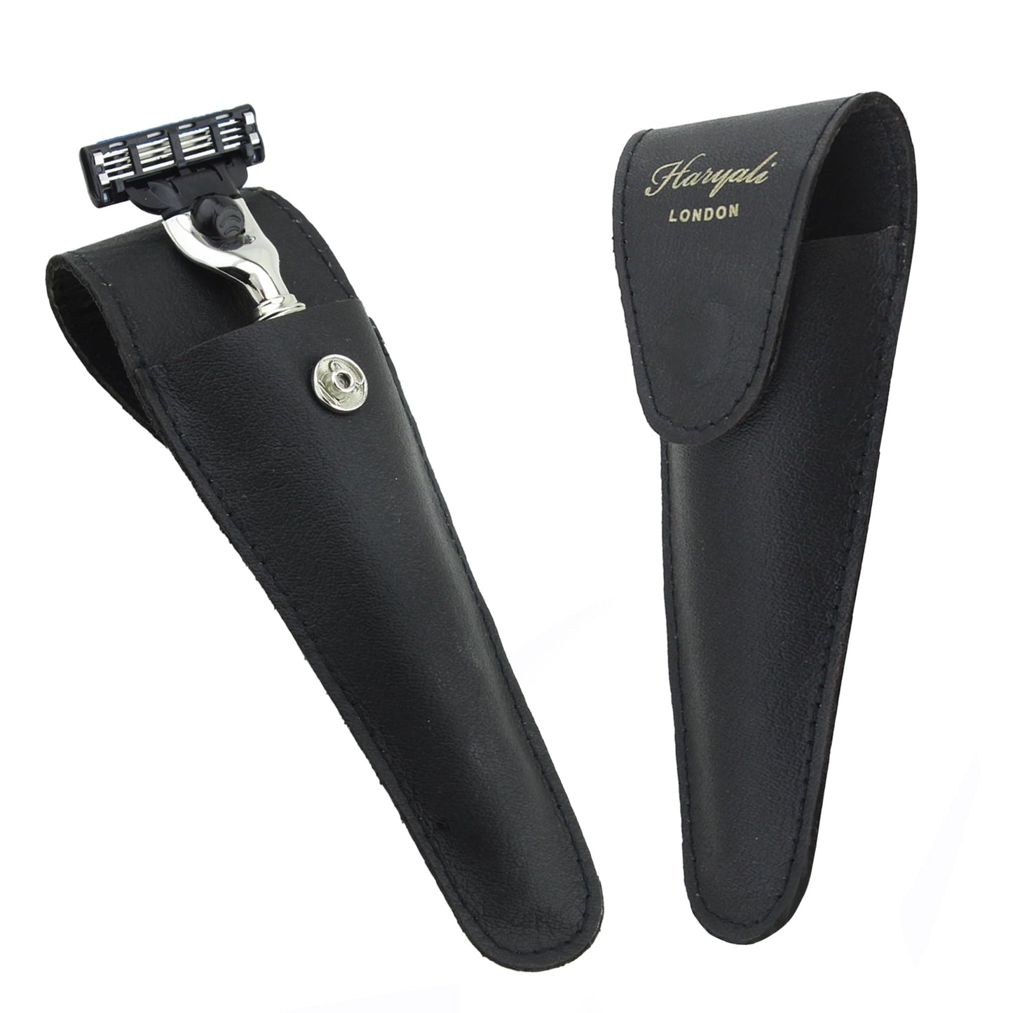 Haryali London Razor Case - Pure Leather Safety Razor Case - Triple Blade Shaving Razor Case - Travel Size Shaving Pouch Holder - Razor Cover for Men Beauty and Personal Care Haryali London