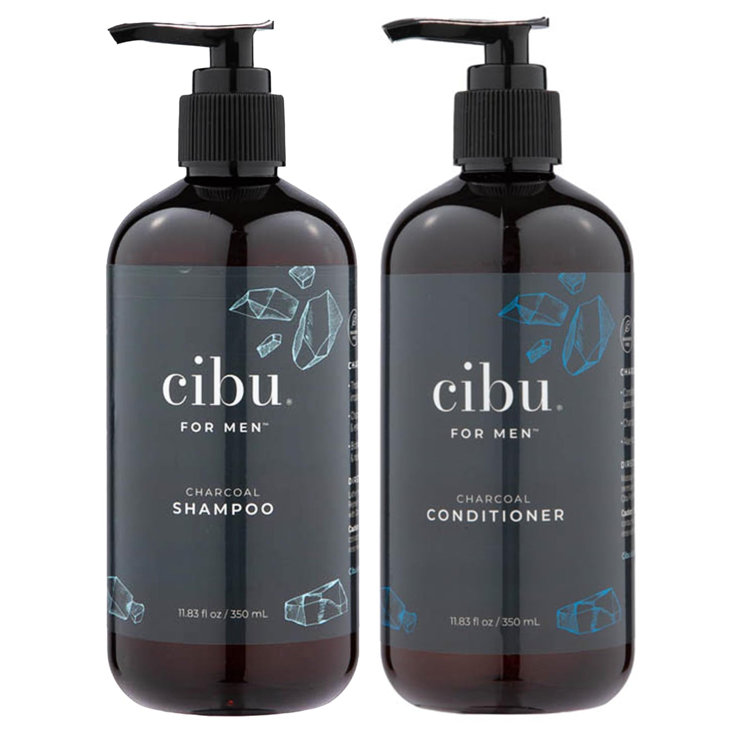 CIBU for Men Charcoal Shampoo and Conditioner Bundle - 12oz Deep Clean Men’s Volumizing Shampoo - 12oz Hydrating and Volumizing Charcoal Cleansing