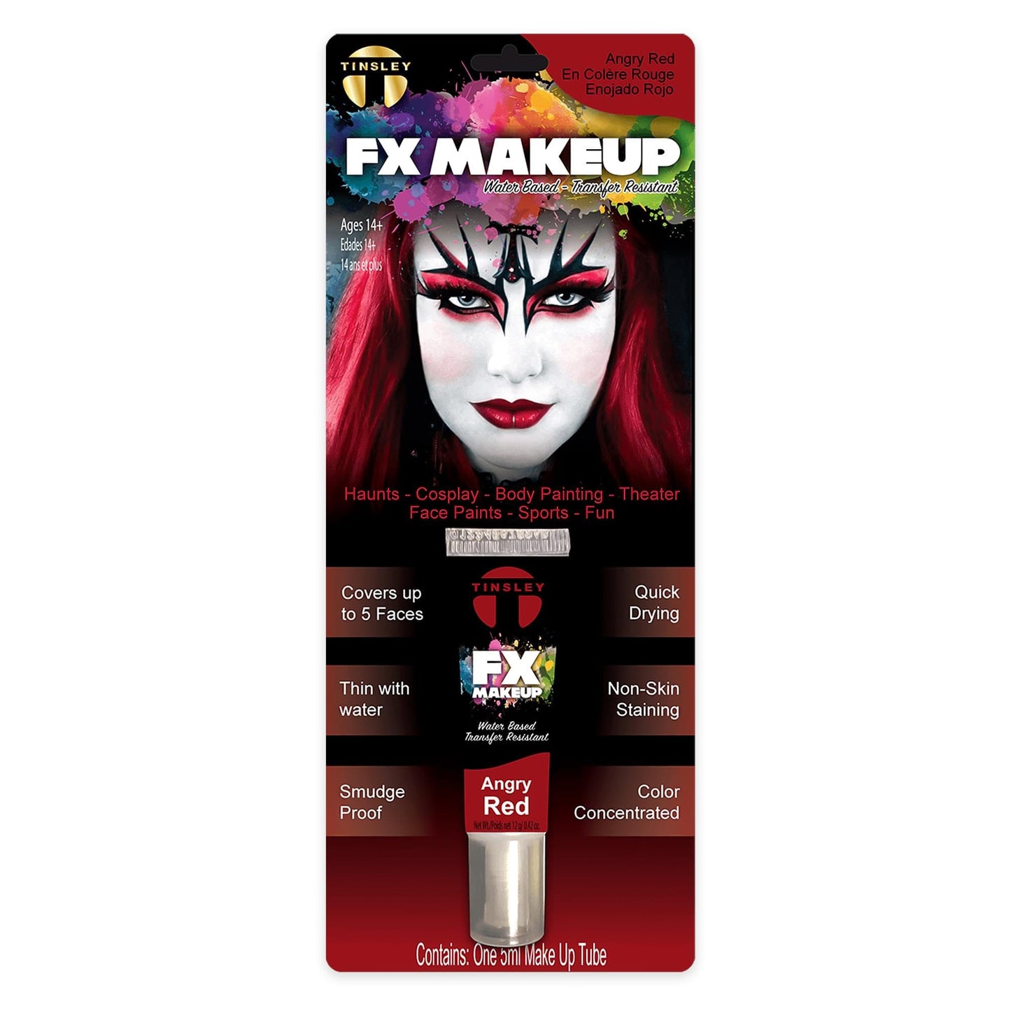 Tinsley Transfers FX Makeup - Face and Body Paint - Water-Based Cream - 7g / 0.24 oz Tube (Rotten Red)