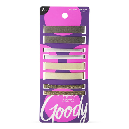 Goody Stay Tight Hair Barrettes - 8 Ct, Assorted Metallic Colors, Non-Slip Flat Hair Clips, Comfortable & Versatile Hair Accessories for Women & Men Beauty and Personal Care GOODY Default Title