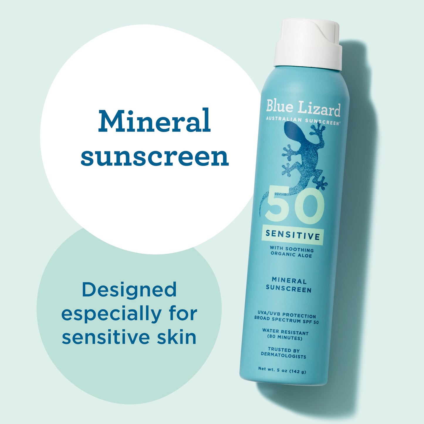 Blue Lizard Mineral Sunscreen Spray, SPF 50+ | Zinc Oxide Formula | Water-Resistant | Dermatologist-Recommended | 5 fl oz Pack of 2 Beauty and Personal Care BLUE LIZARD