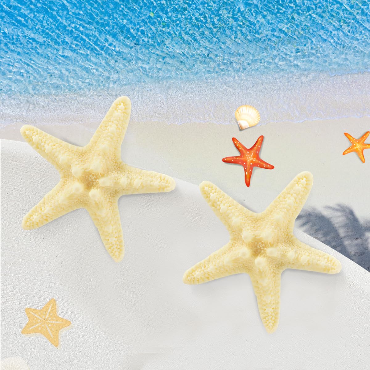 OBTANIM 2 Pcs Starfish Hair Clip Resin Beach Sea Star Hair Pins Mermaid Hair Clips Accessories for Women and Girls