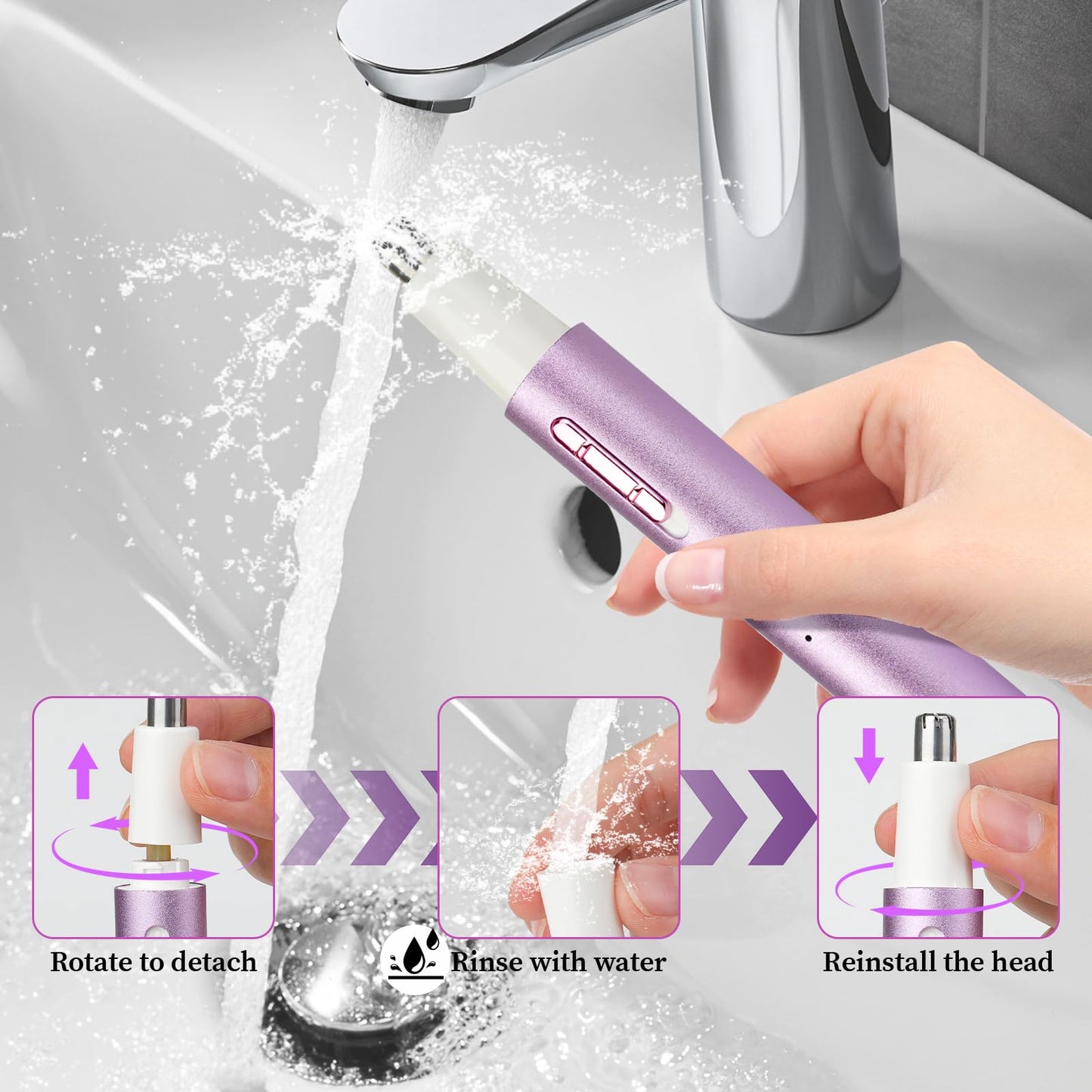 Mendaping 2026 Rechargeable Nose & Ear Hair Trimmer, Dual-Edge Blade Electric Clipper for Women Men, Facial & Eyebrow Hair Removal Tool, Powerful Beauty and Personal Care Mendaping