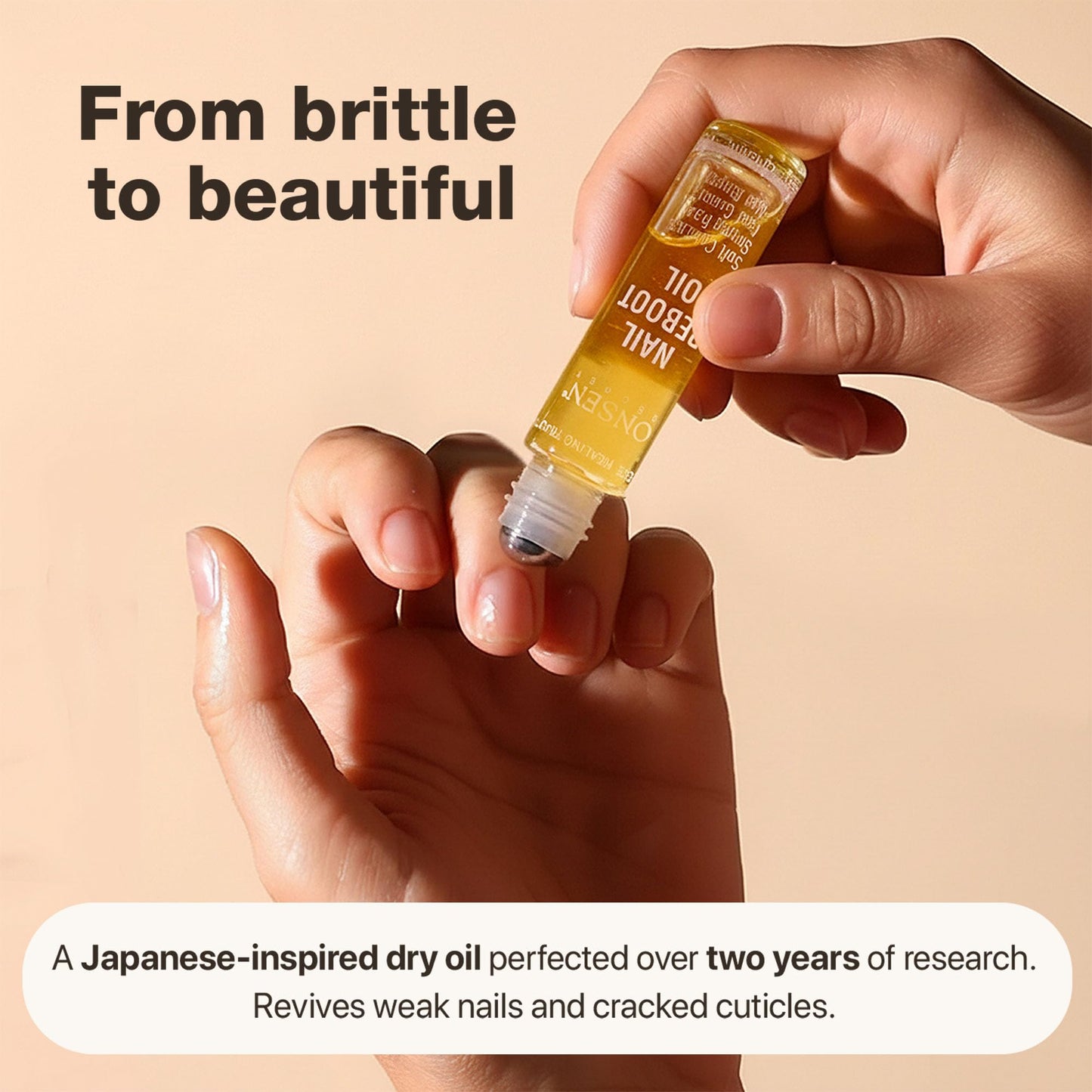 Onsen Secret Nail & Cuticle Repair Oil (10ml) - Dry Oil Formula - Japanese Tsubaki, Tea Tree & Jojoba - Strengthens Nails, Repairs Cuticles, Hydrates