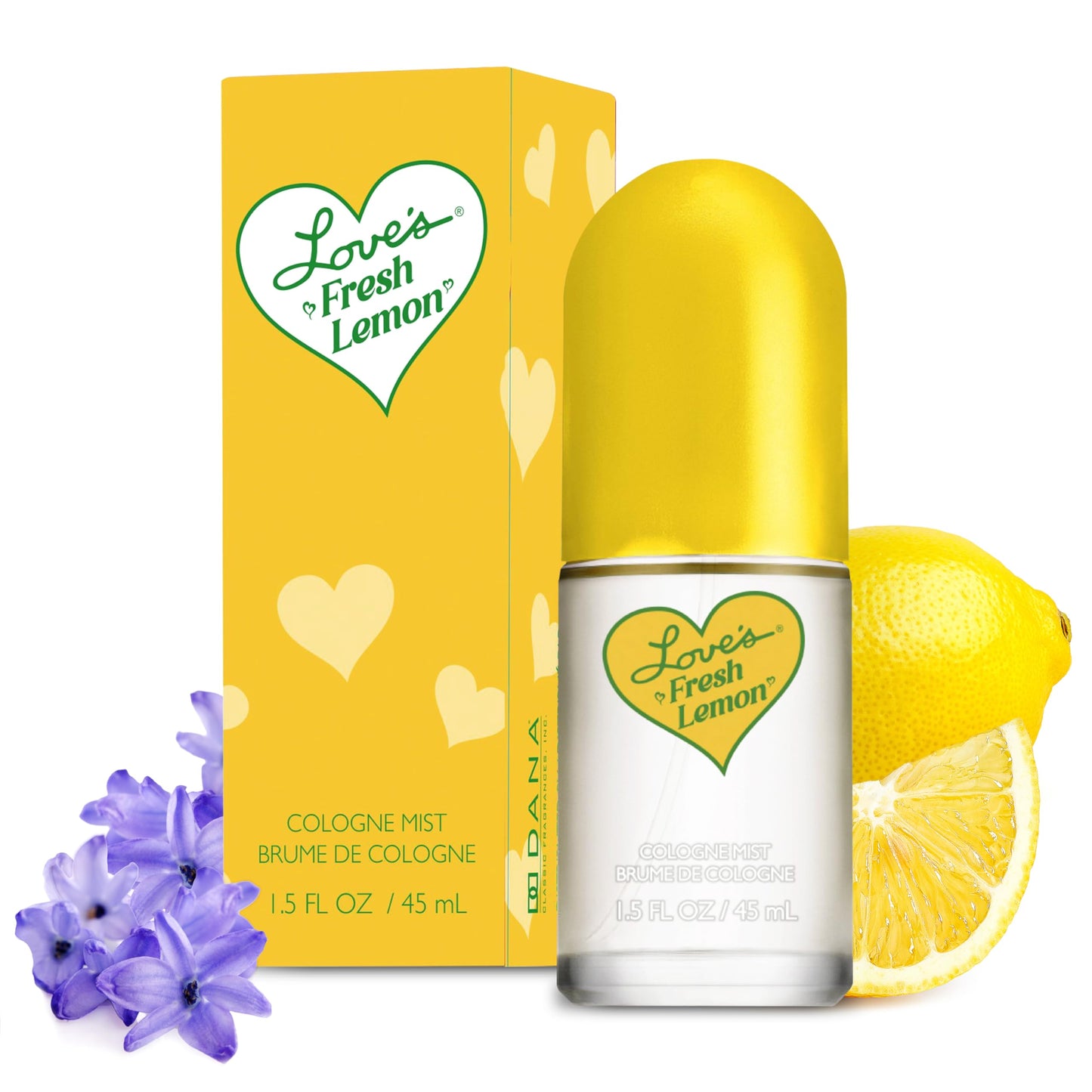 Dana Love's Fresh Lemon Cologne Mist 1.5 Fl. Oz. Invigorating and Uplifting Lemon Scented Body Mist for Women, Classic Fragrance for Everyday