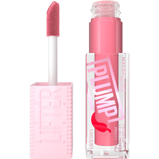 MAYBELLINE Lifter Gloss Lifter Plump, Plumping Lip Gloss with Chili Pepper and 5% Maxi-Lip, Blush Blaze, Sheer Pale Pink, 1 Count Beauty & Personal Care MAYBELLINE