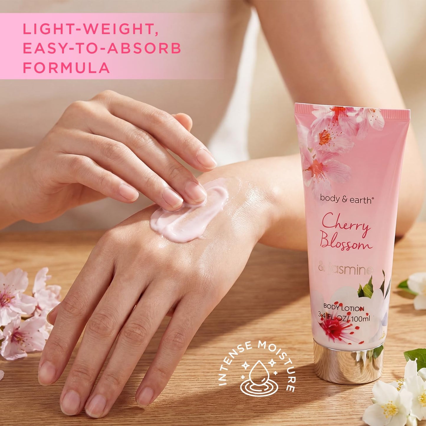 Body & Earth Spa Gifts for Women Self Care Kit - 8pcs Cherry Blossom & Jasmine Bath Sets for Women, Birthday, Mother's Day Gift Baskets for Mother Beauty & Personal Care BODY & EARTH