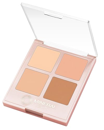 Mineral Fusion Makeup Cream Concealer Eye Palette Quad - 4 Light to Neutral Shades - Indulgence - Blemish Concealer & Under Eye Brightener -