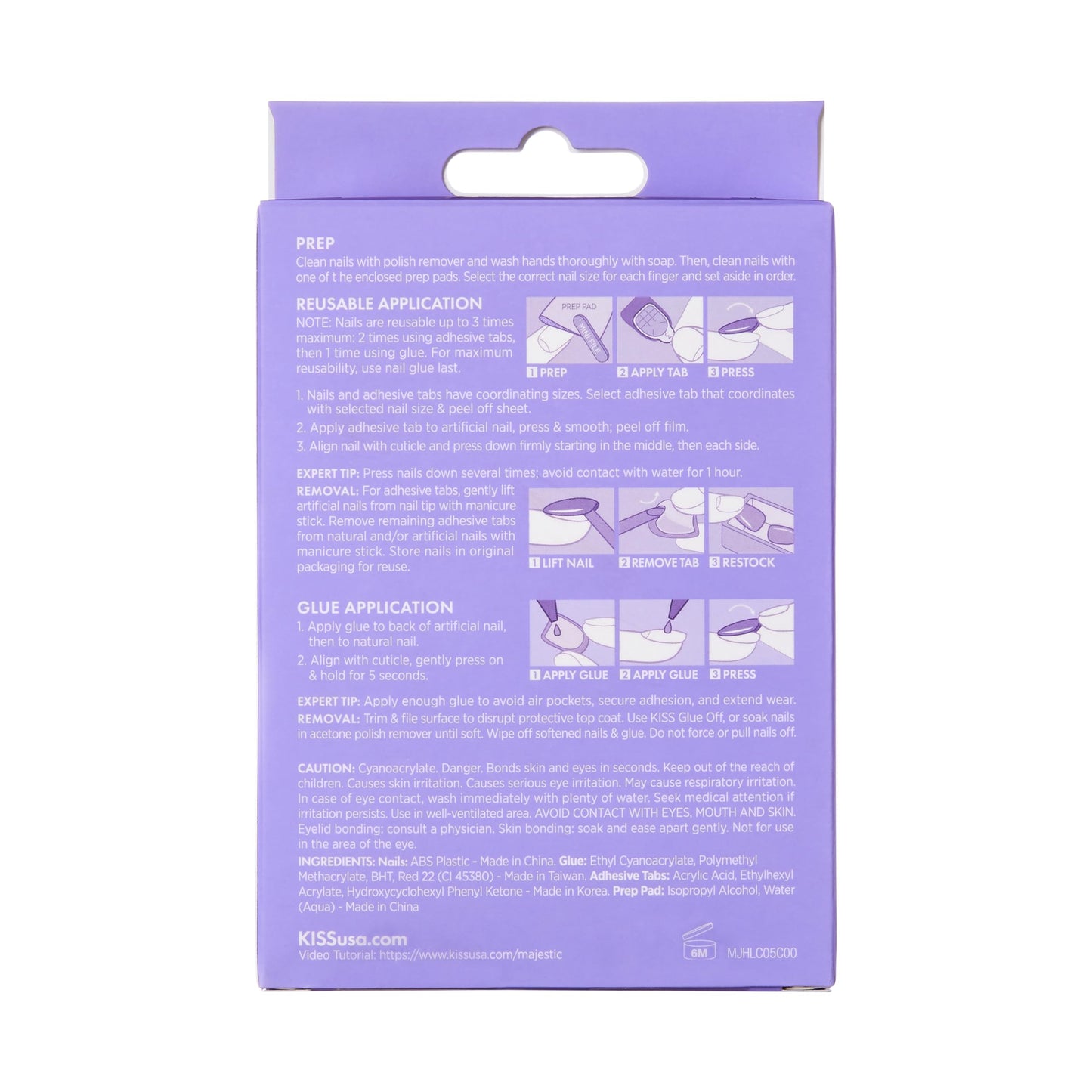 KISS Majestic Press On Nails, Nail glue included, 'Your Grace', Light Blue, Long Size, Coffin Shape, Includes 30 Nails, 2g glue, 2 Prep Pads, 2 of 24 Beauty & Personal Care KISS
