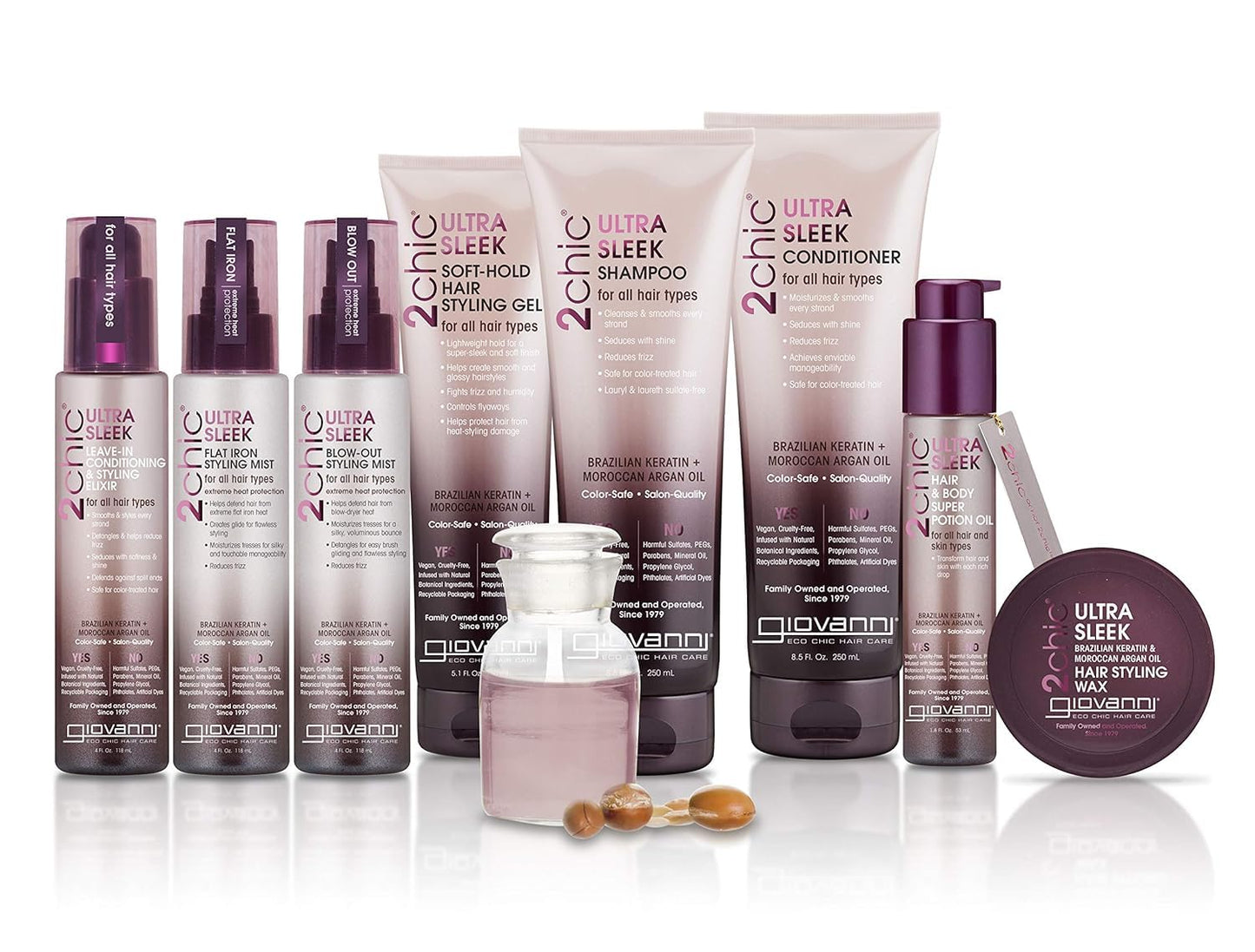 GIOVANNI 2chic Ultra Sleek Hair Styling Wax - Brazilian Phyto-Keratin & Moroccan Argan Oil, Strong Hold Keeps Hair In Place, Nourishing Anti-Frizz