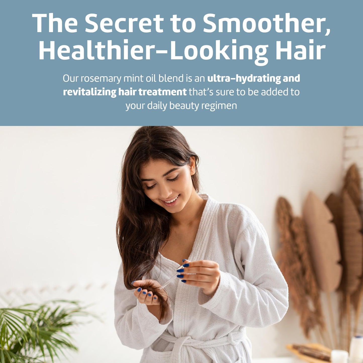 De La Cruz Rosemary Mint Oil Blend for Hair & Scalp - Revitalizing Formula with Castor, Avocado and Olive Oils- Naturally Moisturizing - 8 FL OZ