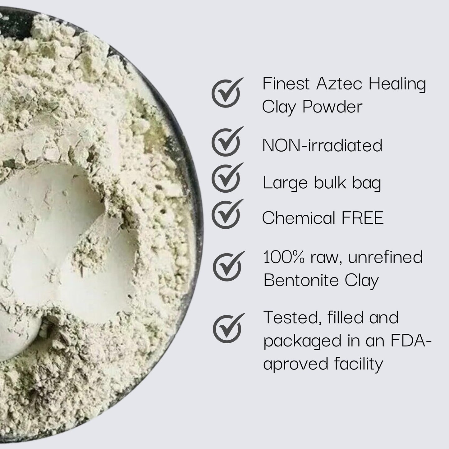 Schizandu Organics Bentonite Indian Aztec Healing Clay, Vegan 100% Pure Detox Powder | 3 Lbs | ToxinFree, Use for Beauty Masks, Detoxifying Baths