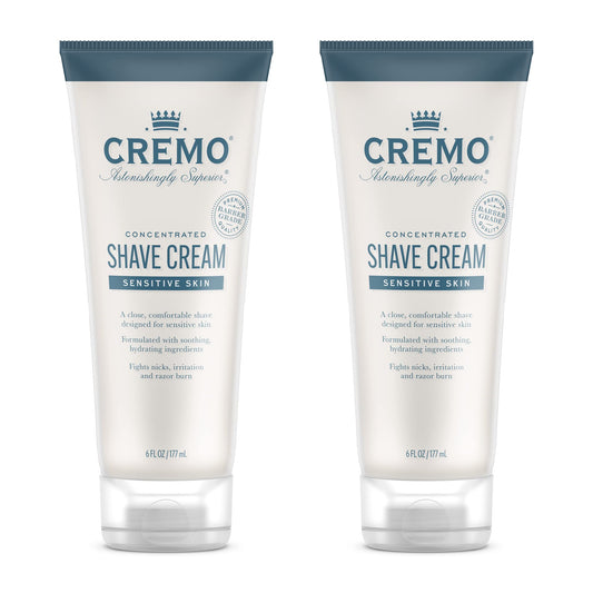 Cremo Sensitive Shave Cream (2 Pack), Astonishingly Superior Ultra-Slick Shaving Cream for Men, Fights Nicks, Cuts And Razor Burn, 6 Fl Oz Beauty and Personal Care Cremo