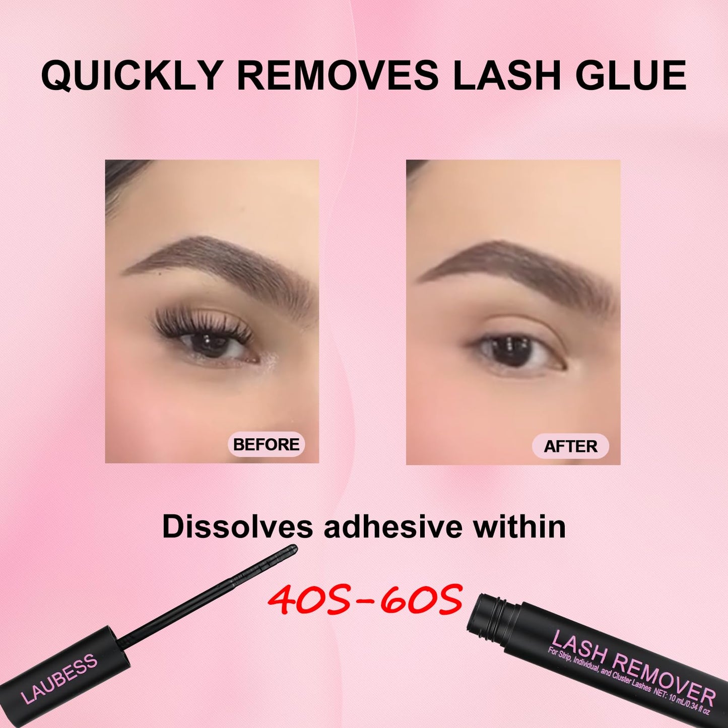 Lash Remover for Lash Extensions LAUBESS 10ml Lash Glue Remover Individual False Lash Cluster Remover DIY Lash Extension Remover Eyelash Glue Remover Beauty and Personal Care LAUBESS