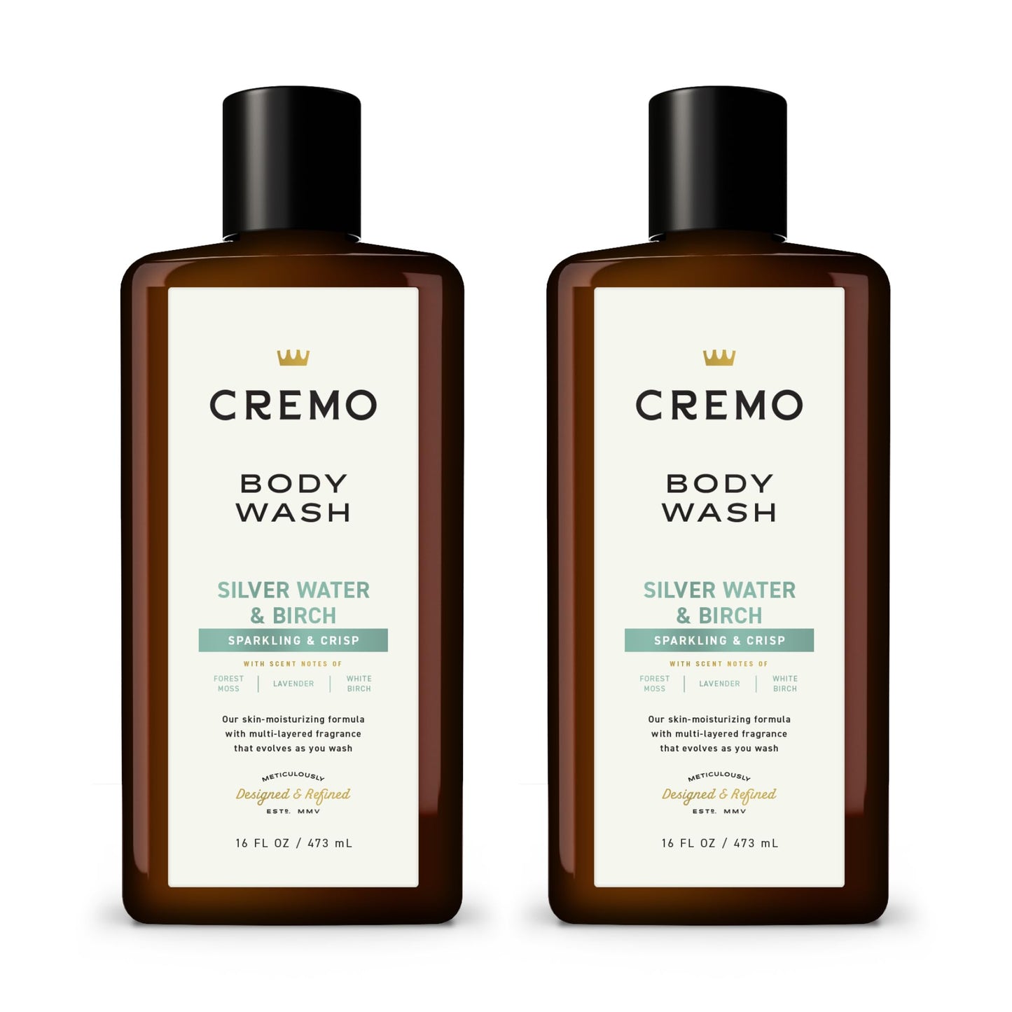 Cremo Rich-Lathering Silver Water & Birch Body Wash, A Revitalizing Combination of Glacier-Fed Streams and White Birch 16 Fl Oz (2-Pack) Beauty & Personal Care Cremo