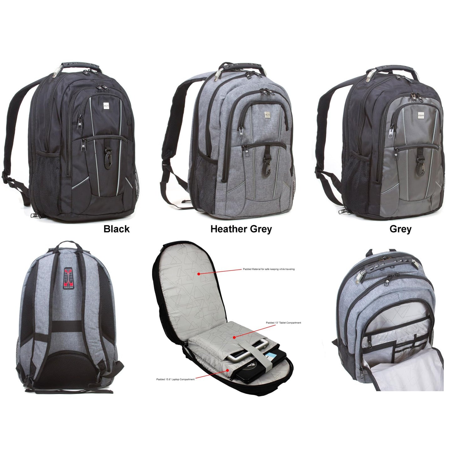 Dejuno Dejuno Commuter Backpack Checkpoint-friendly 15.6" Laptop Pocket - Black Laptop Backpack, Black