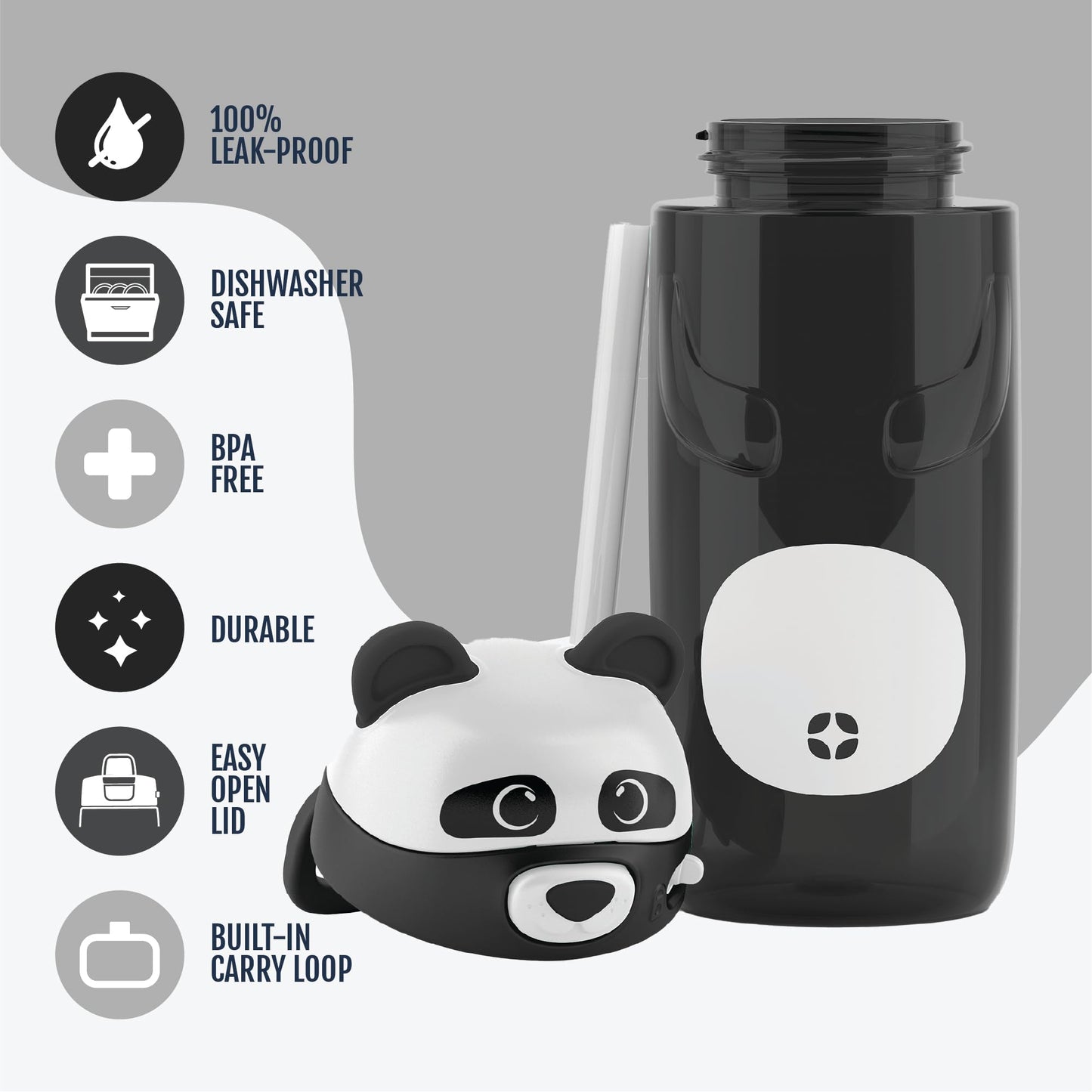 Ello Ellies 16oz Plastic Kids Water Bottle with Straw and Built-in Carrying Handle and Leak-Proof Locking Lid for School backpack, Lunchbox…