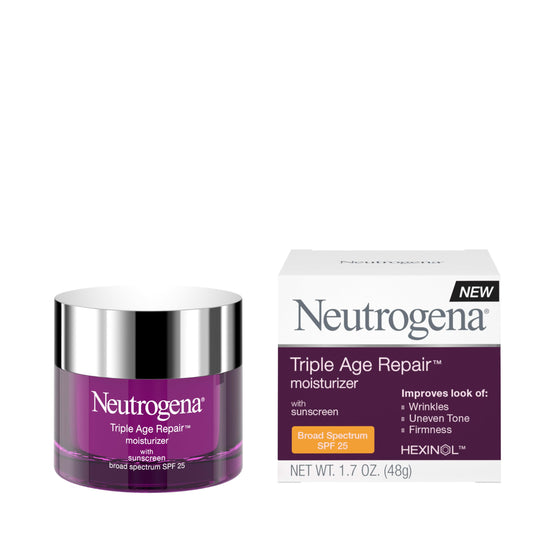 Neutrogena Triple Age Repair Face Moisturizer - with Hexinol Technology & Vitamin C, Anti-Wrinkle Face Cream with SPF 25, Visibly Reduces Wrinkles