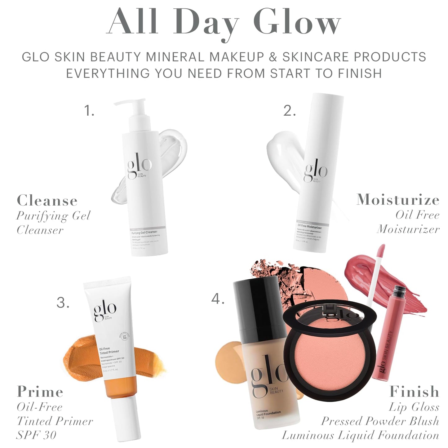 Glo Skin Beauty Luminous Liquid Mineral Foundation Makeup with SPF 18 (Mocha) - Improves Uneven Skin Tone, Smooths & Corrects Imperfections, Sheer