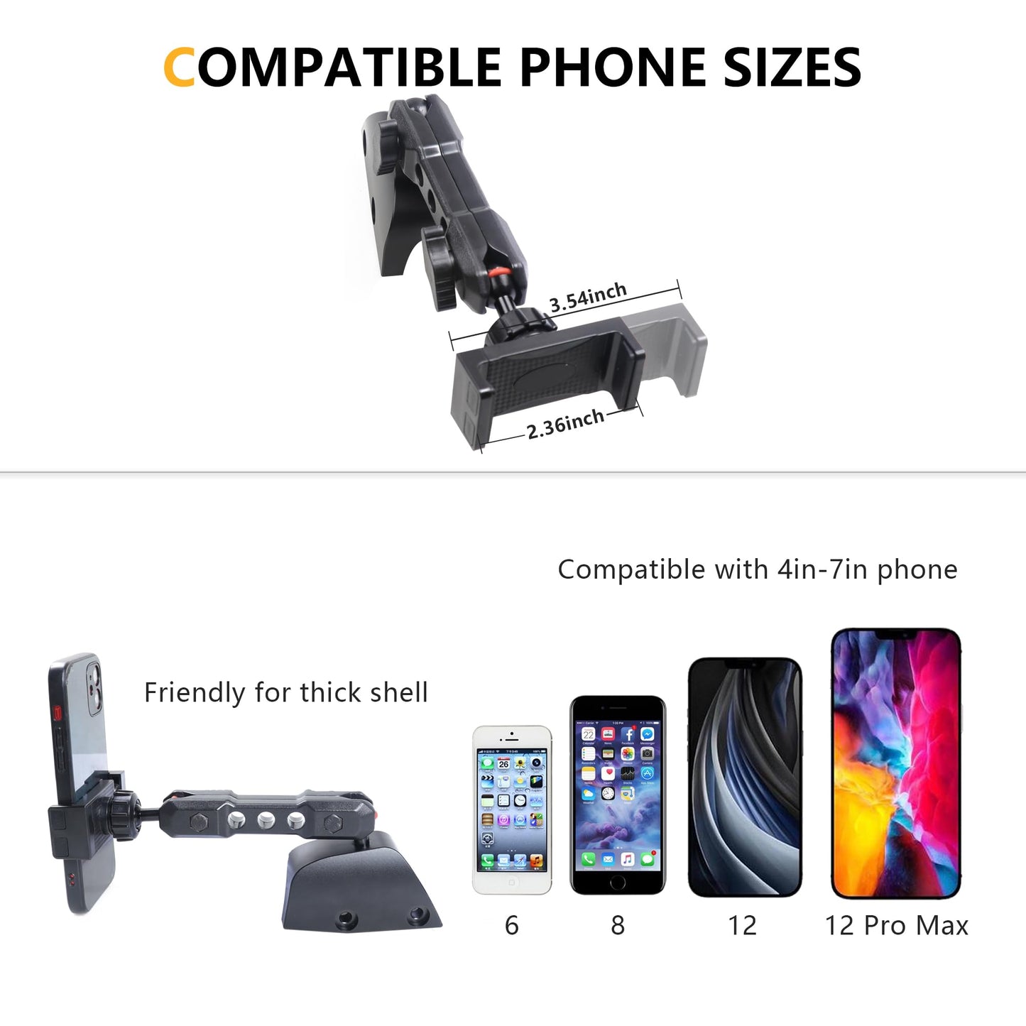 RERPRO Dash Phone Mount Holder Driver Side Compatible with 2021 2022 2023 2024 2025 New Ford Bronco 2/4 Door Interior Accessories Dashboard Cell…