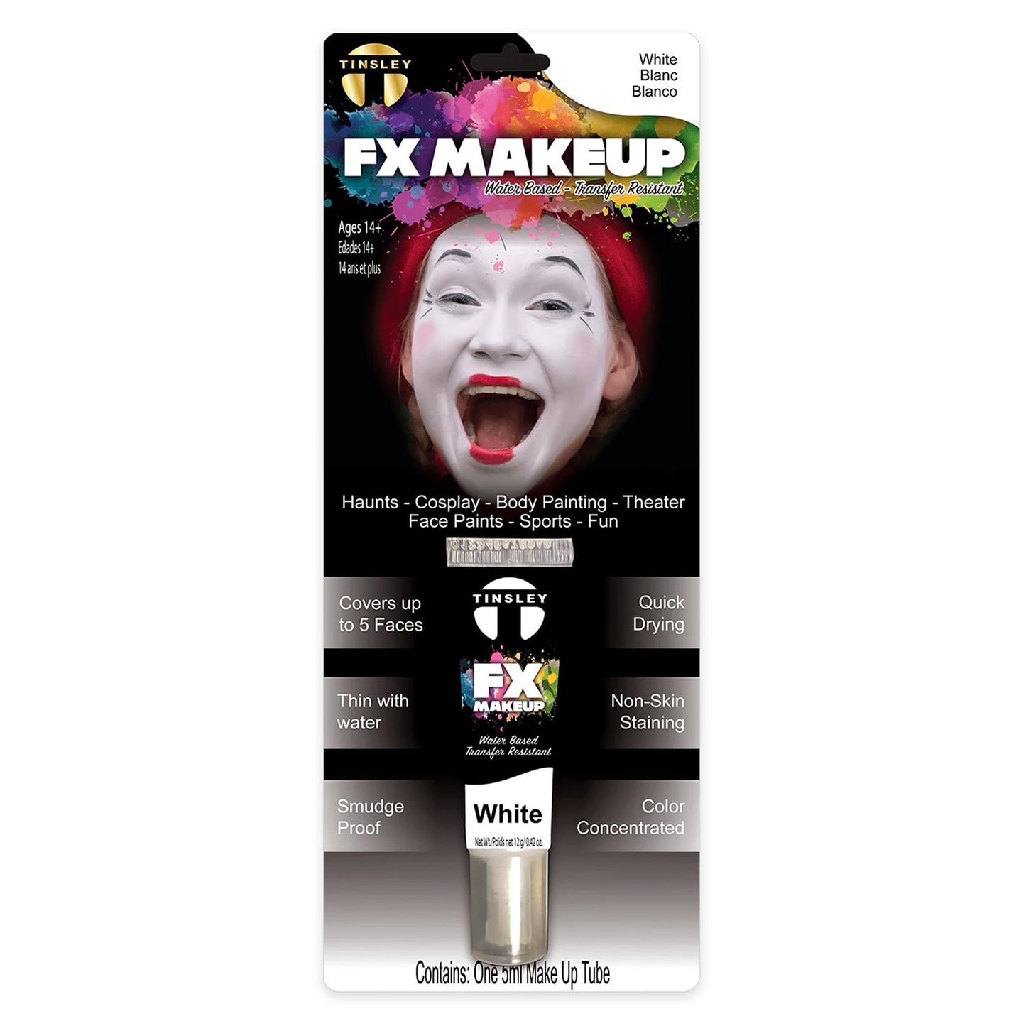 Tinsley Transfers FX Makeup - Face and Body Paint Water-Based Cream 7g / 0.24 oz Tube (White) 1 count
