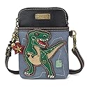 Chala Handbags T-Rex Cellphone Crossbody Handbag - Convertible Strap Blue 5" x 7.5" x 1"