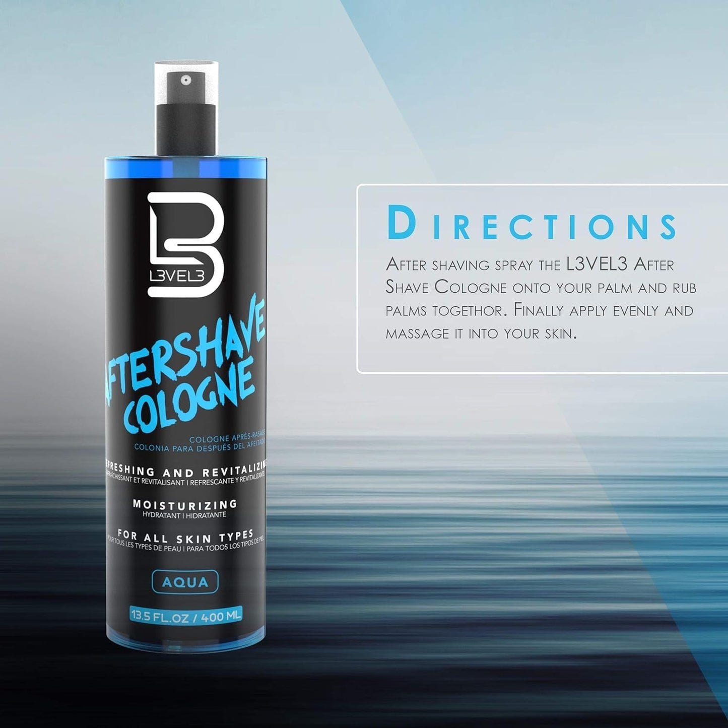 L3 Level 3 After Shave Spray Cologne - Softens Skin - Refreshes and Relieves Face and Skin - Moisturizing Formula Level Three After Shaving, Fresh