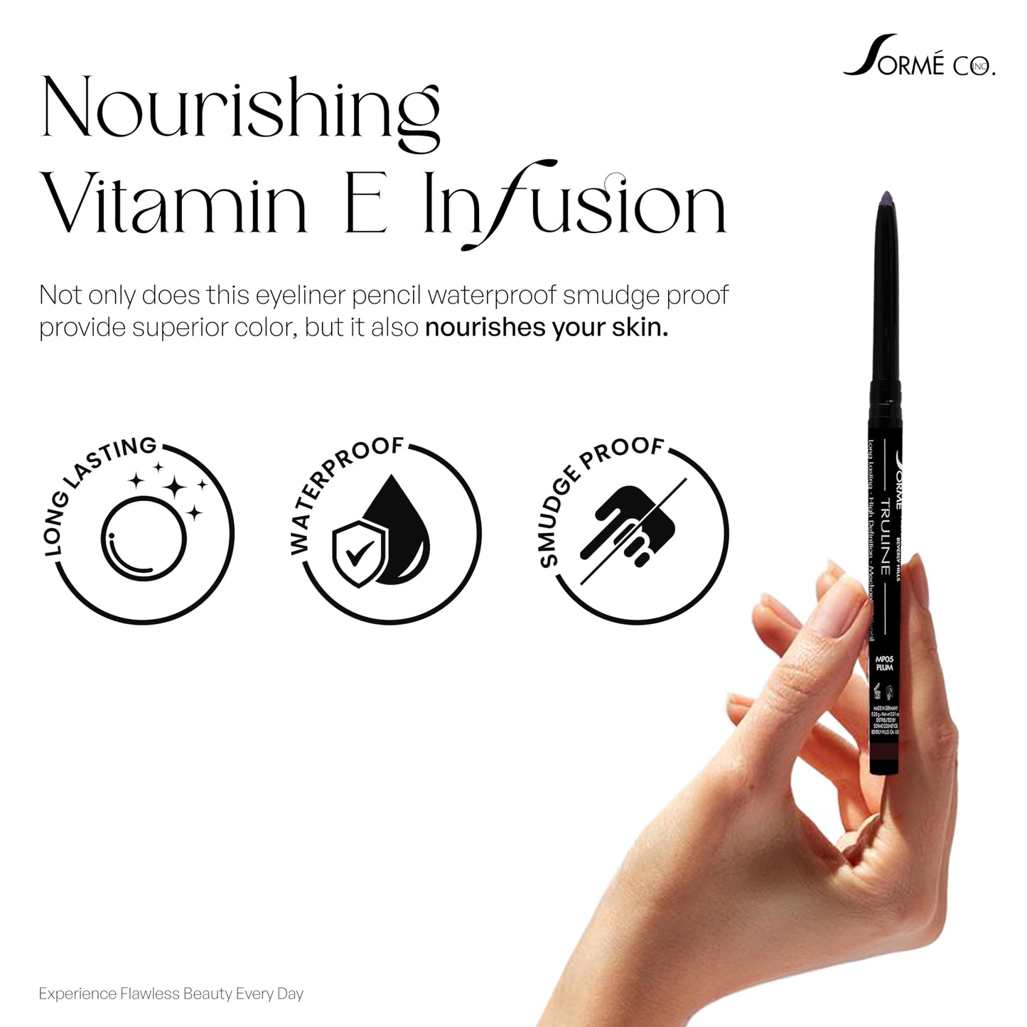 SORMÉ Truline Professional Mechanical Smudge Proof Eyeliner Pencil - Vitamin E Waterproof Gel Formula with Finest Color Pigment & Ultra Creamy…