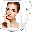 Mecion Makeup Vanity Mirror with 80 LED Lights, Rechargeable 2500mAh Batteries, Travel LED Compact Light Up Mirror with 3 Color Lights, Travel