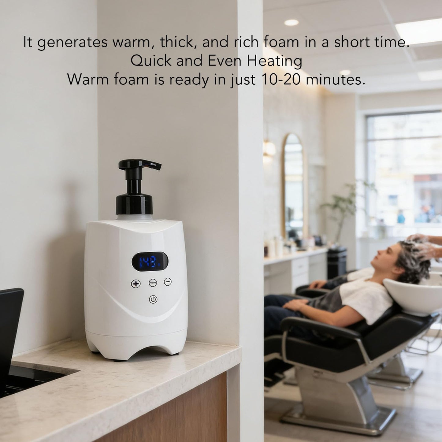 NOENNULL Hot Lather Machine for Shaving Fast Even Heating Professional Shaving Foam Warmer for Home Salon Barber Shop with 2 500ml Foam Bottle for Men Beauty and Personal Care NOENNULL