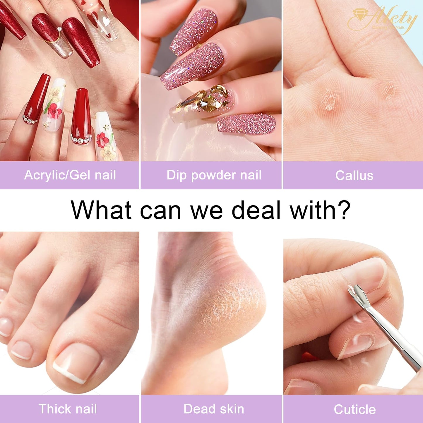 Alety Electric Nail Drill Kit - Portable File for Acrylic Gel Nails, Professional Machine Efile Manicure Pedicure Tools With Gold Drill Bits for Home Beauty and Personal Care Alety