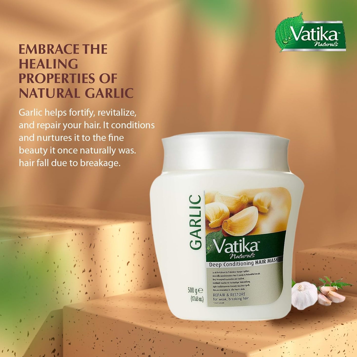 Vatika Naturals Hot Oil Hair Mask - Garlic & Multivitamin for Dry, Damaged, Nourishing & Strengthening, Deep Conditioning for Soft, Smooth Hair