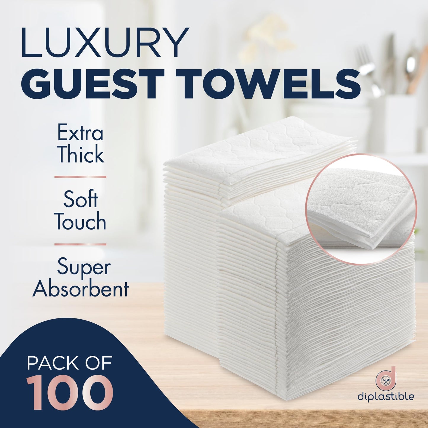 100 Count White Luxury Linen-Feel Paper Towels, Soft And Absorbent Cloth-Like Disposable Napkins For Bathroom, Kitchen, Weddings, Parties, Dinners Or…