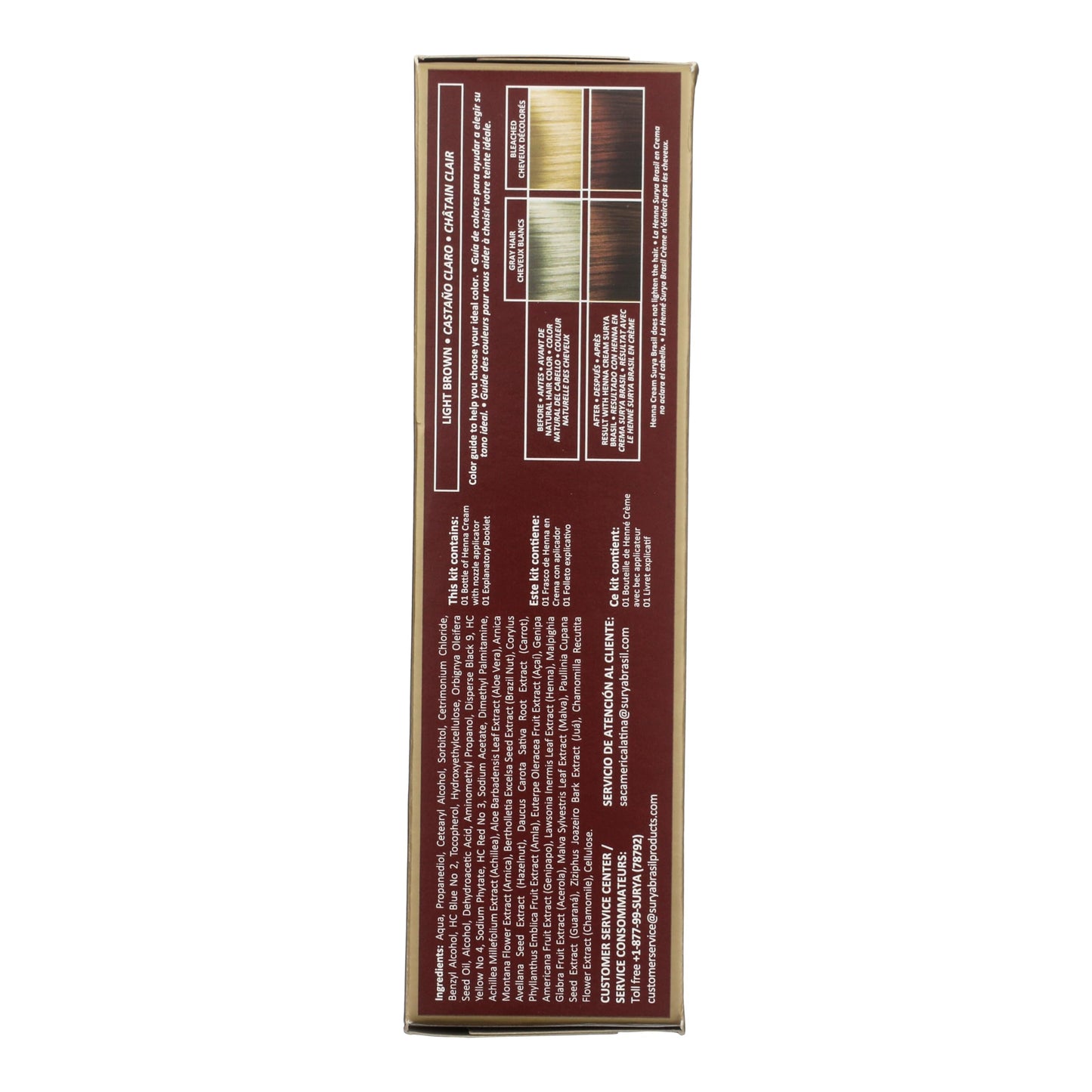 Surya Brasil Henna Cream Light Brown - 97% Natural Ingredients, Vegan, Cruelty-Free, Eco-Friendly, Semi-Permanent Hair Color, Deep Hydration & Shine