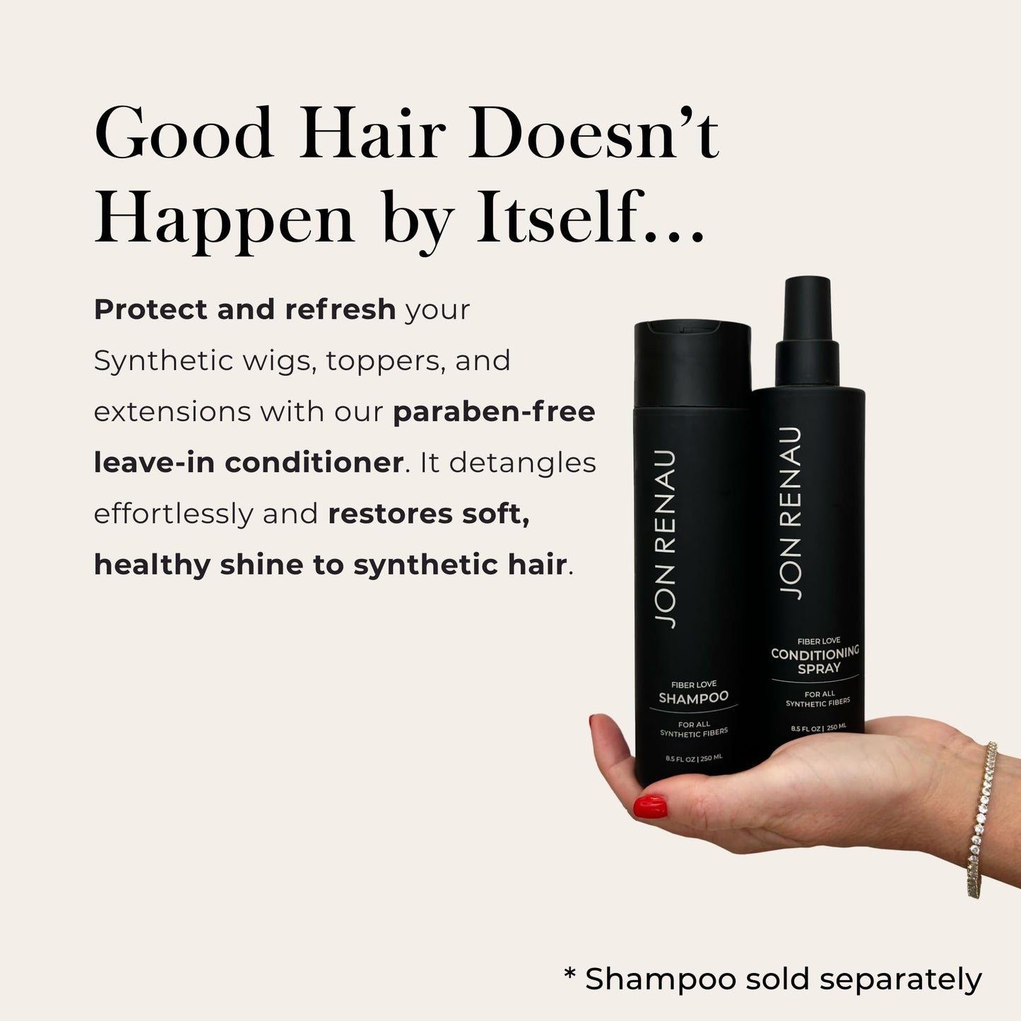 Jon Renau Fiber Love Synthetic Conditioning Spray, Leave In Conditioner for Wigs & Hair Extensions, Detangler Spray for Synthetic Hair, Paraben